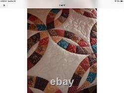 Vintage Amish Large double wedding ring hand stitched quilt 86 X 124
