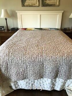 Vintage Amish Log Cabin Hand Made Quilt 105 X 95 5 Star Free Shipping