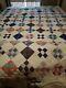 Vintage Amish Patch Work Quilt King Size Hand Made 109 X 118