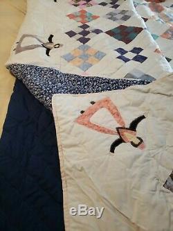 Vintage Amish Patch Work Quilt King Size Hand Made 109 x 118