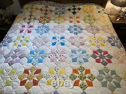 Vintage Amish Patch Work Quilt King Size Hand Made Country Home Large 106 X 81