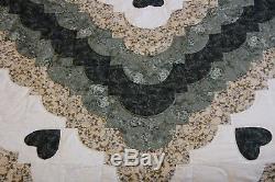 Vintage Amish Quilt Handmade Patchwork From Lancaster Pa. Ocean Wave 112x114