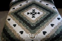 Vintage Amish Quilt Handmade Patchwork From Lancaster Pa. Ocean Wave 112x114