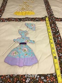 Vintage Amish Style Quilt Handmade Sewn Lady Parasol Umbrella WithBonnet 89x102