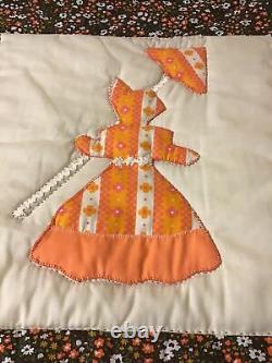 Vintage Amish Style Quilt Handmade Sewn Lady Parasol Umbrella WithBonnet 89x102