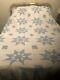 Vintage Amish Handmade Quilt. Blue And White Blooming Star Identical Pair