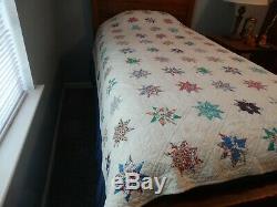 Vintage Antique 8 Point Star Handmade Hand Quilted Quilt Feed Sack