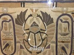 Vintage/Antique Egyptian Appliqué Handmade Textile Quilt Tapestry Framed