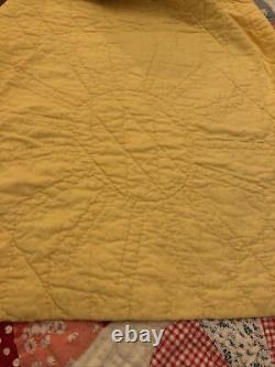 Vintage Antique Feed Sack Quilt Hand Stitched Dresden Plate 81 X 69 Excellent