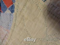 Vintage Antique Hand Made Quilt 77 x 88 Wedding ring Scallopped Edge