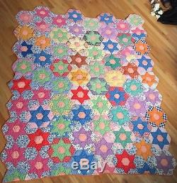 Vintage Antique Handmade 6 point Star Quilt Twin Great Condition