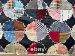 Vintage Antique Handmade Patchwork Crazy Quilt Top Unfinished A258