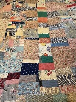 Vintage Antique Handmade Patchwork Quilt Hand Stitched Some conditions 82x73