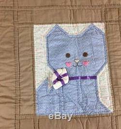 Vintage Antique Handmade Quilt 59x40 Kittens Cats Nursery Display ADORABLE