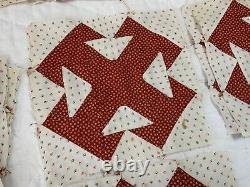 Vintage Antique Patchwork Quilt Blocks, Lot Of 30, T's, Early Calico Prints, Red