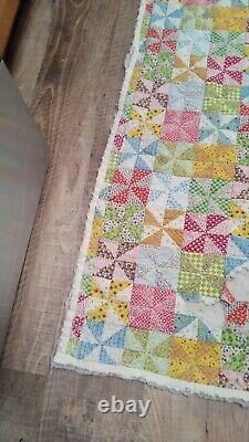 Vintage Antique Quilt 80x84 King Size Hand Made Hand Quilted Beautiful Blanket