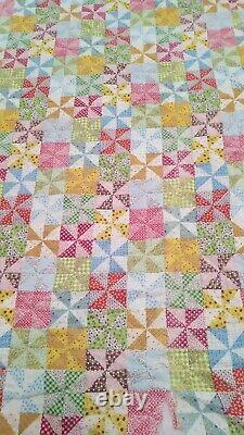 Vintage Antique Quilt 80x84 King Size Hand Made Hand Quilted Beautiful Blanket