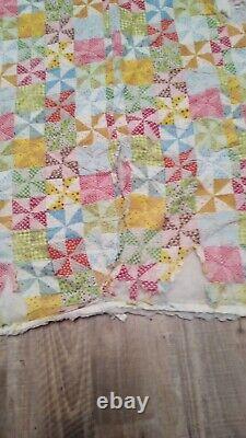 Vintage Antique Quilt 80x84 King Size Hand Made Hand Quilted Beautiful Blanket