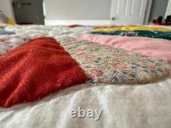 Vintage Antique Quilt 80x84 King Size Hand Made Hand Quilted Beautiful Blanket