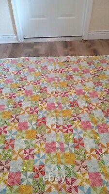 Vintage Antique Quilt 80x84 King Size Hand Made Hand Quilted Beautiful Blanket