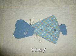 Vintage Antique Quilt Applique Sunbonnet Sue Hand Sewn 65x88