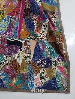 Vintage Antique Victorian Crazy Quilt 94x90 inch