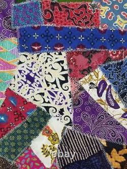 Vintage Antique Victorian Crazy Quilt 94x90 inch