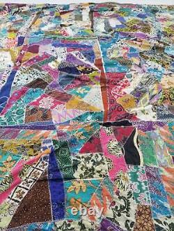 Vintage Antique Victorian Crazy Quilt 94x90 inch