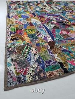 Vintage Antique Victorian Crazy Quilt 94x90 inch