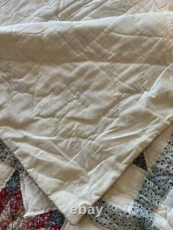 Vintage Appliqué Quilt Hand Sewn Patchwork Eight Point Star 85 x 100