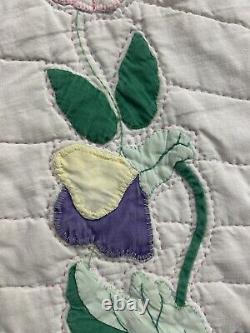 Vintage Appliqué Quilt Pansy Floral Pansies Rose Kretsinger Style