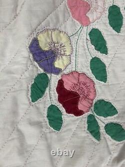 Vintage Appliqué Quilt Pansy Floral Pansies Rose Kretsinger Style