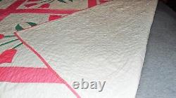 Vintage Applique Tulip Handmade Quilted Cotton Quilt measures 84x84 inches