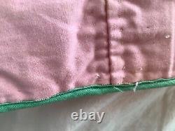 Vintage Appliquéd Hand Stitched Quilt FLOWER GARDEN CIRCLES Pink Green 66x96
