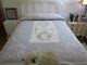Vintage Appliqued Quilt Hand Stitched Gray & White 97x75 Full To Queen Size1940s