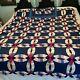 Vintage Arch Quilt Quilt Double Wedding Ring Solid Amish Colors Twin & Sham