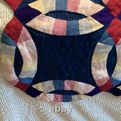 Vintage Arch Quilt Quilt Double Wedding Ring Solid Amish Colors Twin & Sham