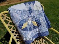 Vintage Asian Triangle Patchwork Quilt Handmade wall Hanging Large 60 x 60
