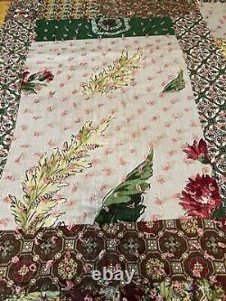Vintage Barkcloth QUILT Hand Tied Cotton Atomic MCM 64 X 78 Exc Cond No Stains