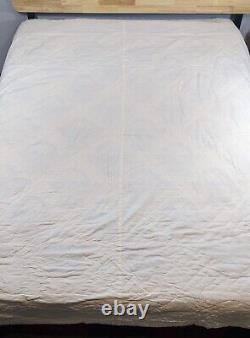 Vintage Basket Quilt Hand Quilting Blue and White 86 x 97 Flowers Beautiful