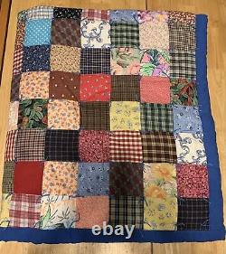 Vintage Beautiful Country Patchwork Quilt Hand Sewn & Quilted 45 In X 52 In