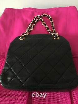 Vintage Black Chanel Lambskin Quilted Bag Come With Authenticity Card