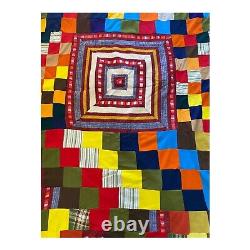 Vintage Boho Unique Multiple Color Homemade Quilt, Patchwork 80x53