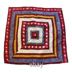 Vintage Boho Unique Multiple Color Homemade Quilt, Patchwork 80x53