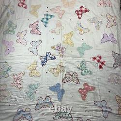Vintage Butterfly Quilt Handmade Handwritten Inscription Dated 1908 Multi Color