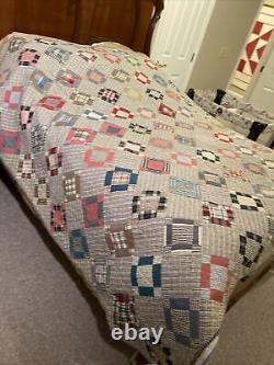Vintage Calico Quilt Early Fabric & Quilting 75x80 Early 1900S Easton Pa