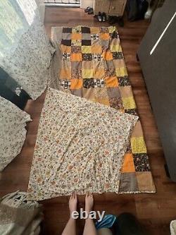 Vintage California King Handmade Quilt Fall Colors