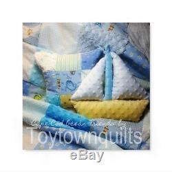 Vintage Cape Cod Nautical Chenille Sailboat Baby Boy Crib Quilt Bedding Gift Set
