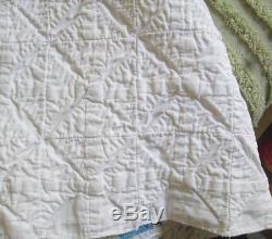 Vintage Cathedral Window Handmade Quilt Beautiful! 73 x 73