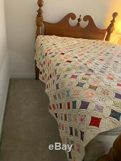 Vintage Cathedral Window Quilt Hand Made Twin or Small Full 78 x 94